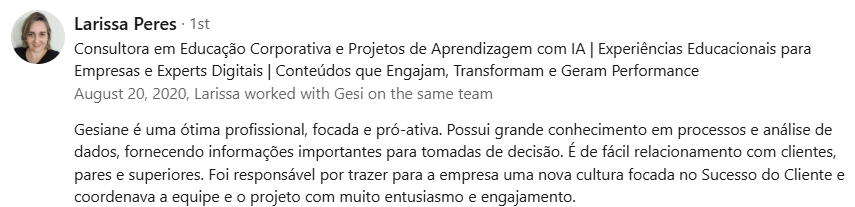 Depoimento de Larissa